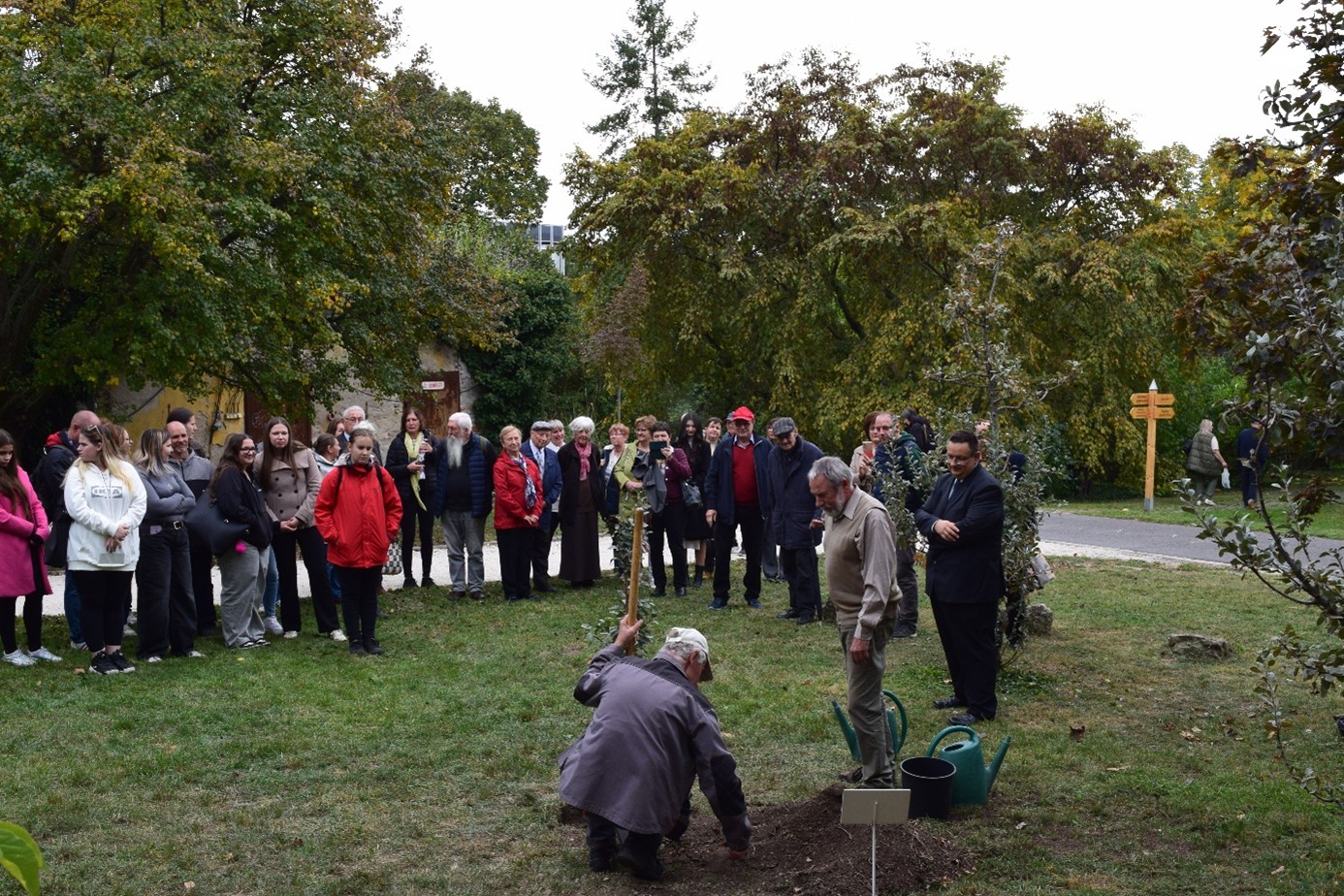 Tóth Imre c. egyetemi docens emlékfájának ültetése 2025. október 10-én a Budai Arborétum alsó kertjében